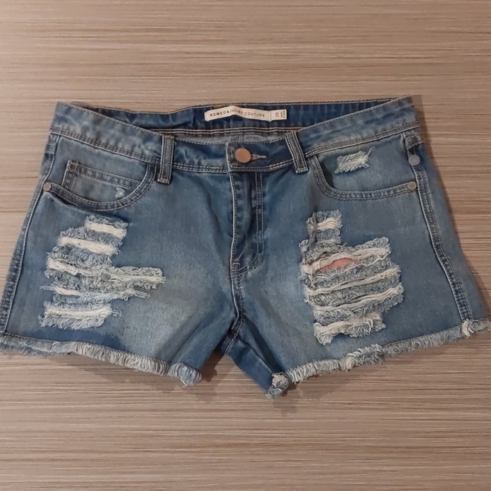 Distressed Denim Shorts by Romeo & Juliet Couture